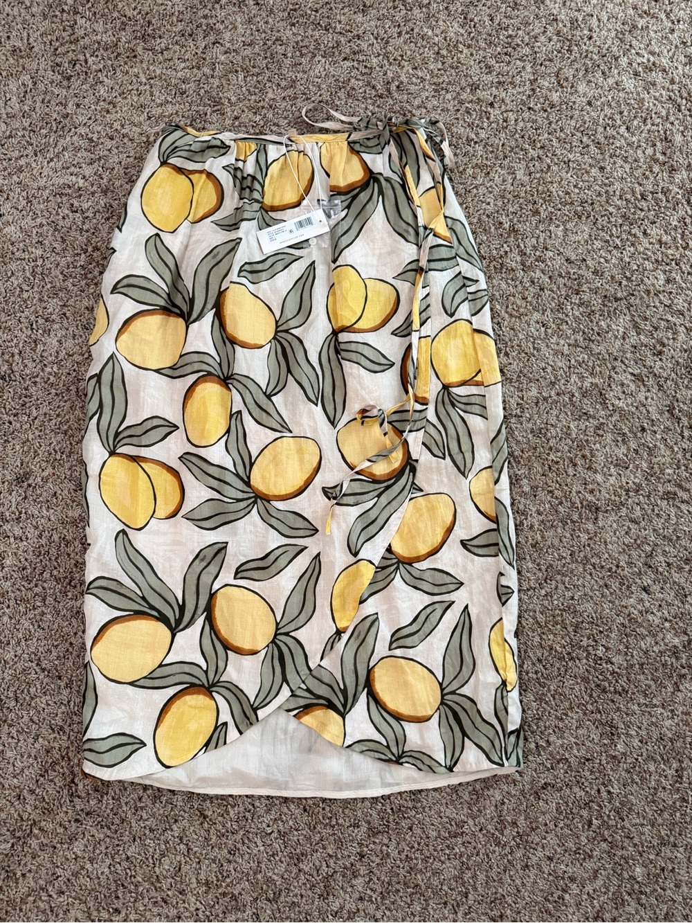 Rebecca Taylor Yellow Lemon-Print Midi Skirt